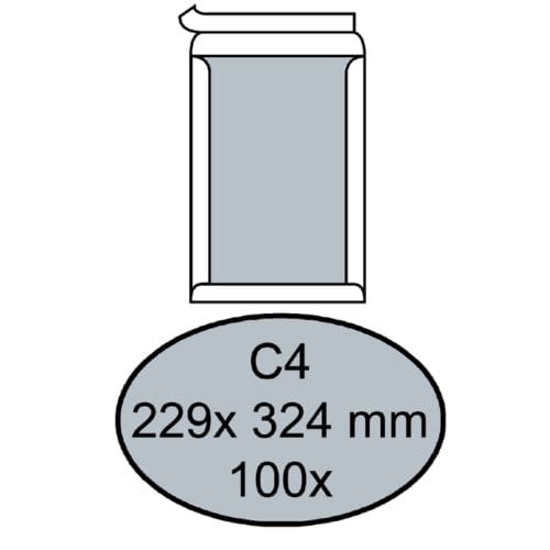 Envelop Quantore bordrug C4 229x324mm zelfklevend wit 100 stuks