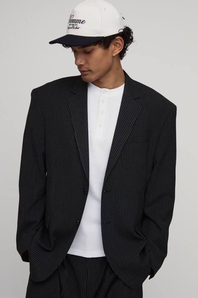 Gestreepte Oversized Slouchy Blazer | Black | Size 34