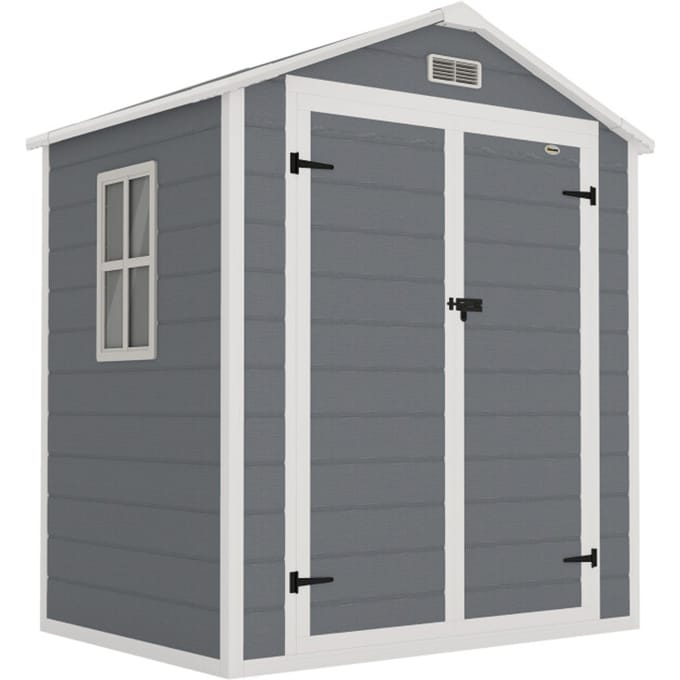 4goodz Tuinschuur metaal - dubbele deur en raam - alu frame - grijs