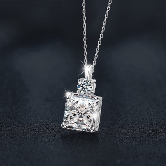 Princess Cut Moissaniet Hanger Ketting-Met GRA-certificaat