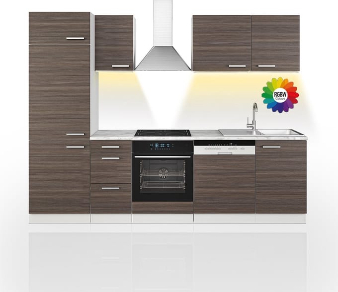 Vicco Optima Complete keukeneenheid – 270 cm zonder werkblad met LED-strip Antraciet/wit