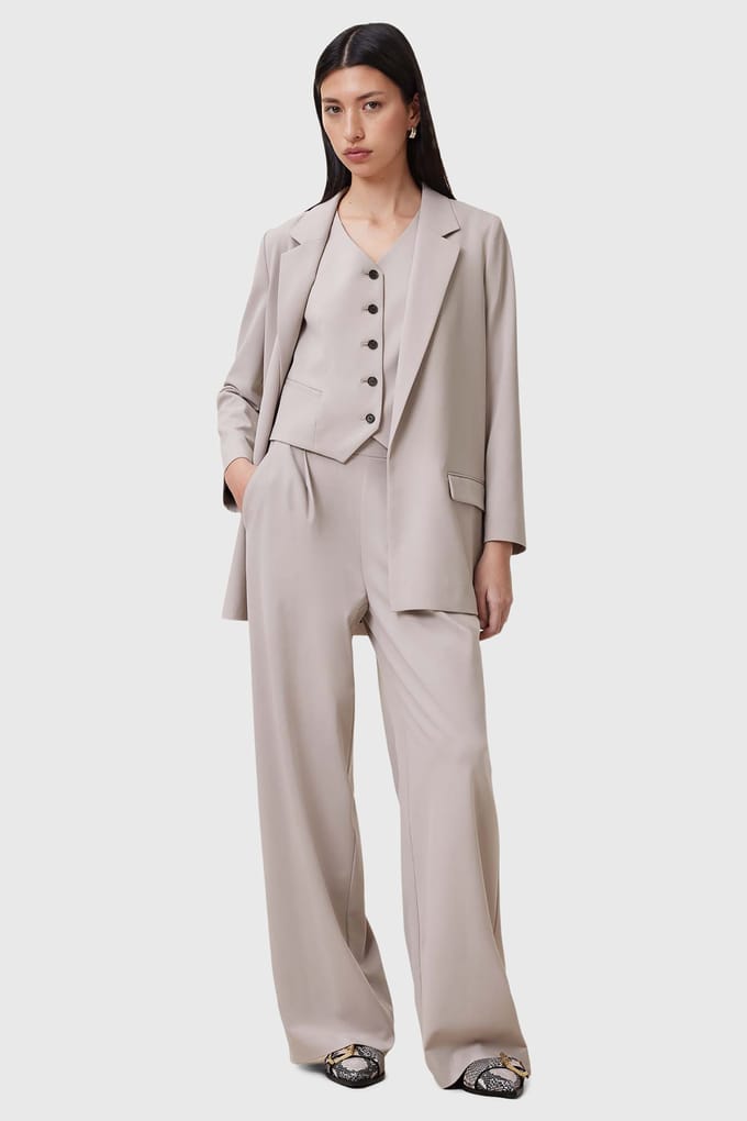 AllSaints Aleida Wl Trouser Greige Brown Maat: 12 | Pantalons Outlet | Dames | Grijs