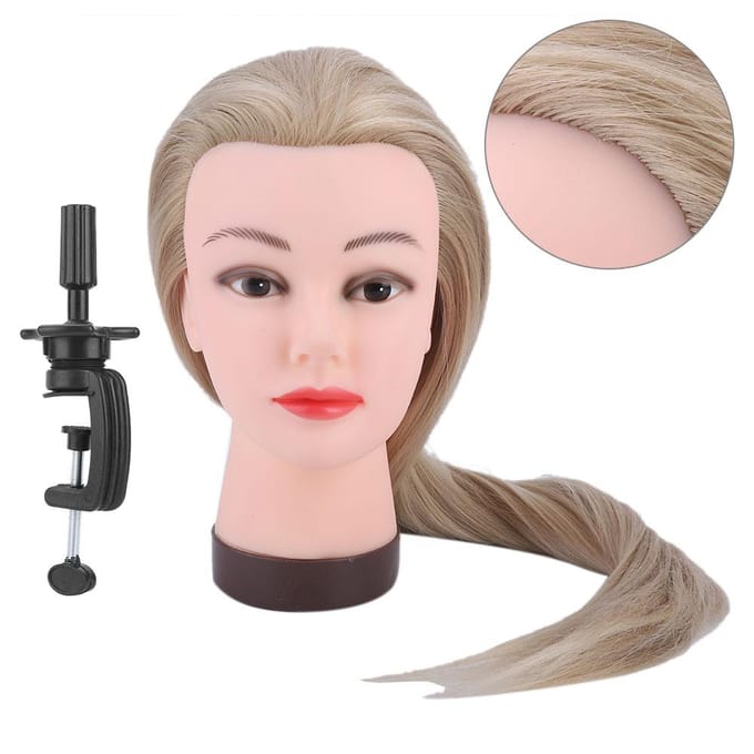 Kappersopleiding Styling Oefenen Kleuren Pruik Dummy Mannequin Hoofd met Haar beige