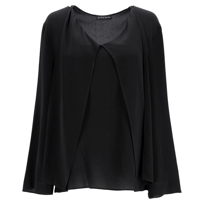 Etro blouse met V-hals en lange mouwen in zwarte viscose