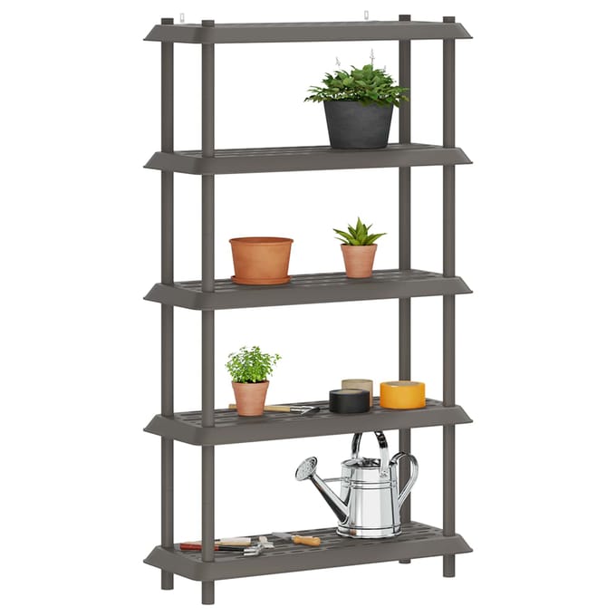 vidaXL - Plankenunit - 5-laags - 100 - x - 40 - x - 177 - cm - PP - Lichtgrijs