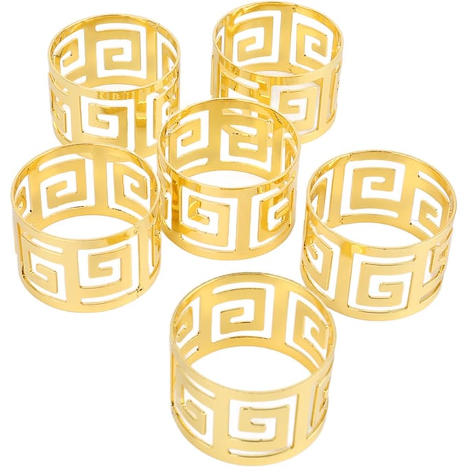 6 stuks Servetring Set Galvaniseren Goud Holle Servetringen Gespen voor Diner Jubileum beige