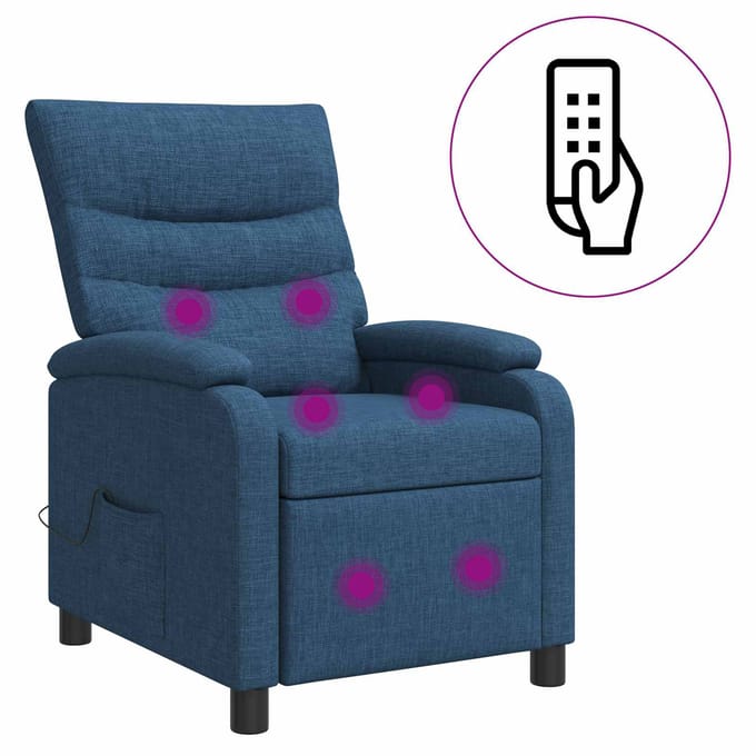 vidaXL - Massage - Relaxstoel - Blauw - Stof