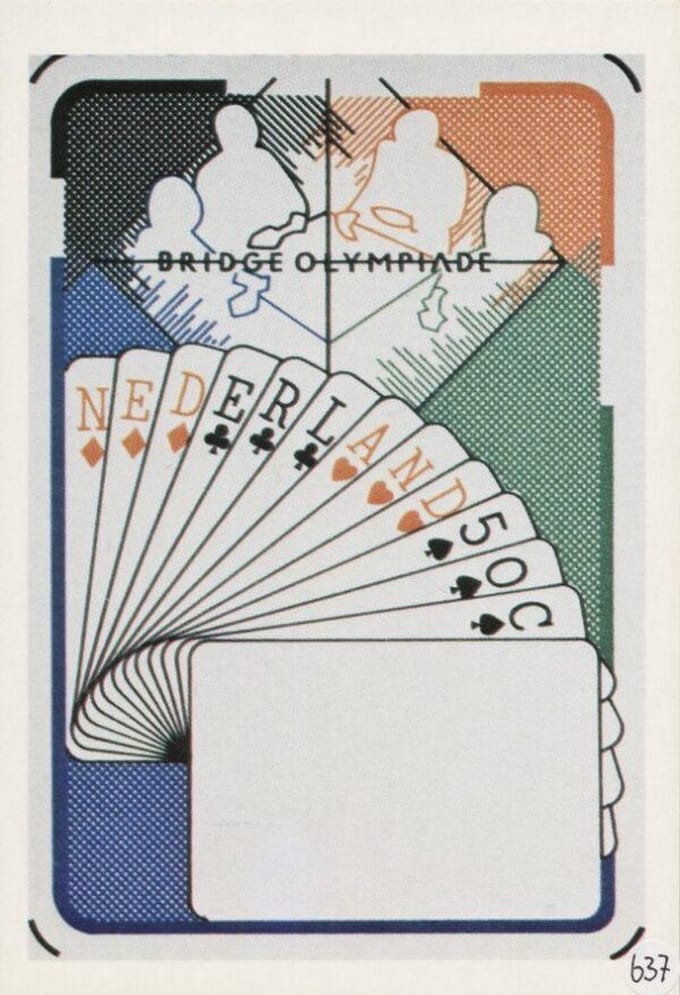 Briefkaart met afbeelding Bridge Olympaide postzegel