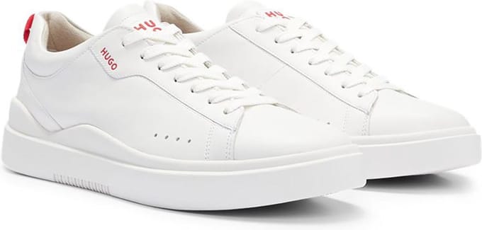 Sneakers van leer met labeldetails, model 'Blake'