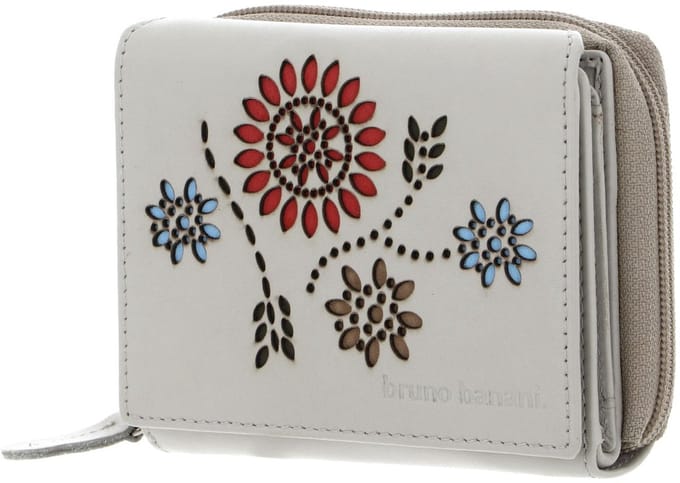 bruno banani Leren portemonnee Zip Wallet With Flap Ecru beige