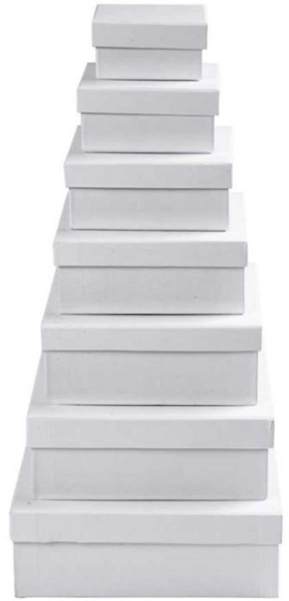 Creativ Company Kartonnen Vierkante Dozen Set 7 stuks h: 4.5-7.5 cm d: 9-21 cm