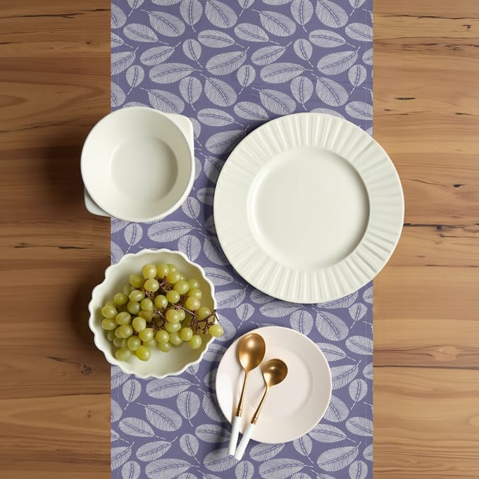 ABAKUHAUS Tafelloper – 40x300 cm – Mauve/Wit