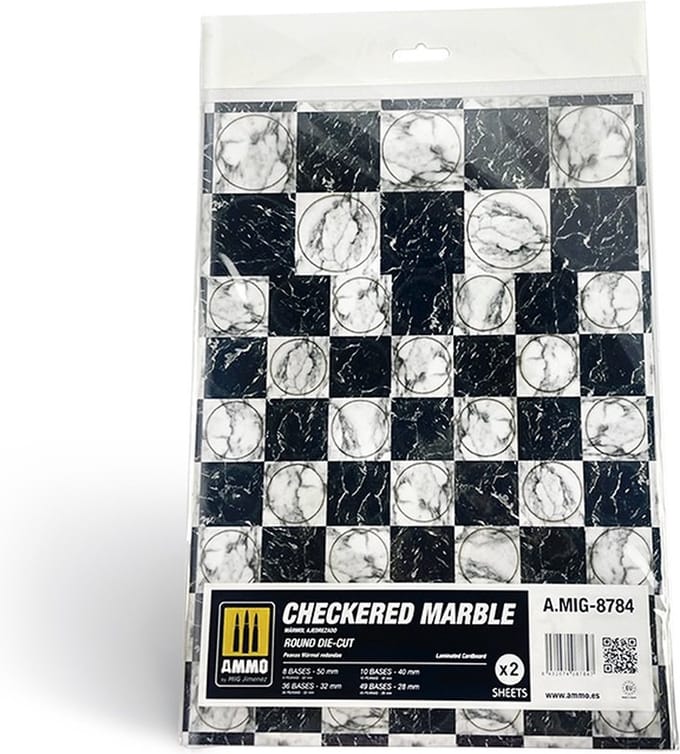AMMO by Mig Jimenez Modelbouwdecoratie - MIG 8784 Marble Checkered - Round Die-cut Wargames - 2pcs Accessoires set
