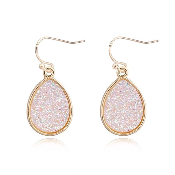 Jomide Oorhangers - Steen Waterdrop Glitter - Wit