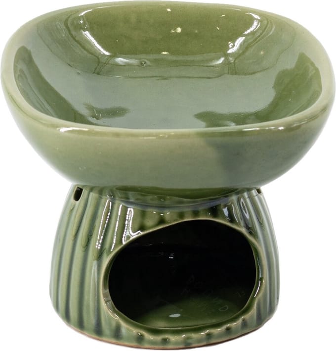 HomeBound by KY | Geurbrander stripe keramiek groen | geurbrander amberblokjes