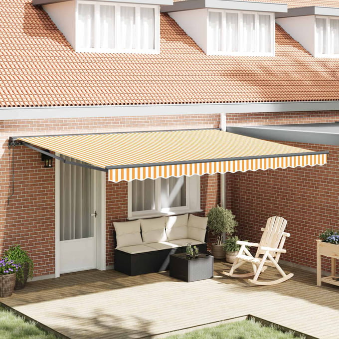 vidaXL Zijde Frame Geel en Wit 450 × 300 cm Polyester met PU-coating
