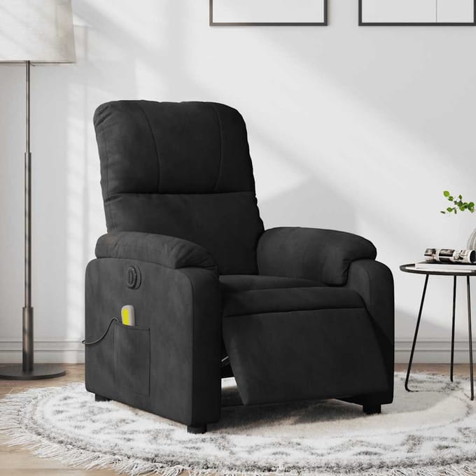 vidaXL - Massagestoel - elektrisch - verstelbaar - microvezelstof - zwart