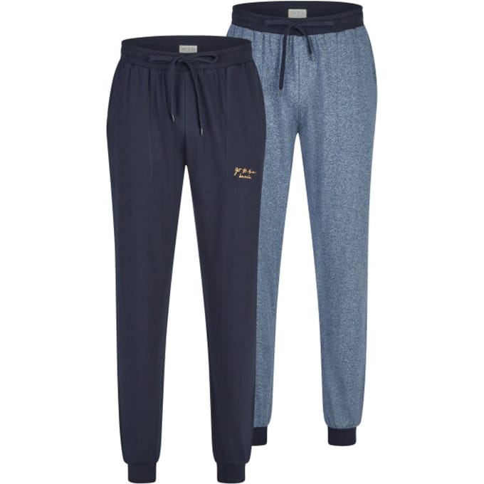 Phil & Co Heren Lange Pyjamabroeken 2-Pack Donkerblauw - Maat M