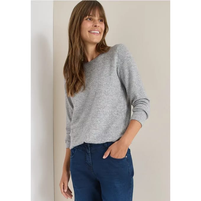 Shirt met visgraatmotief en jacquardmotief