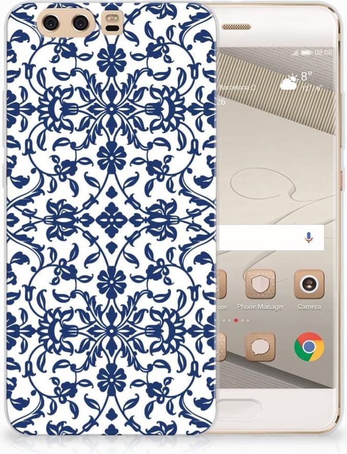 Huawei P10 Plus TPU Case Flower Blue