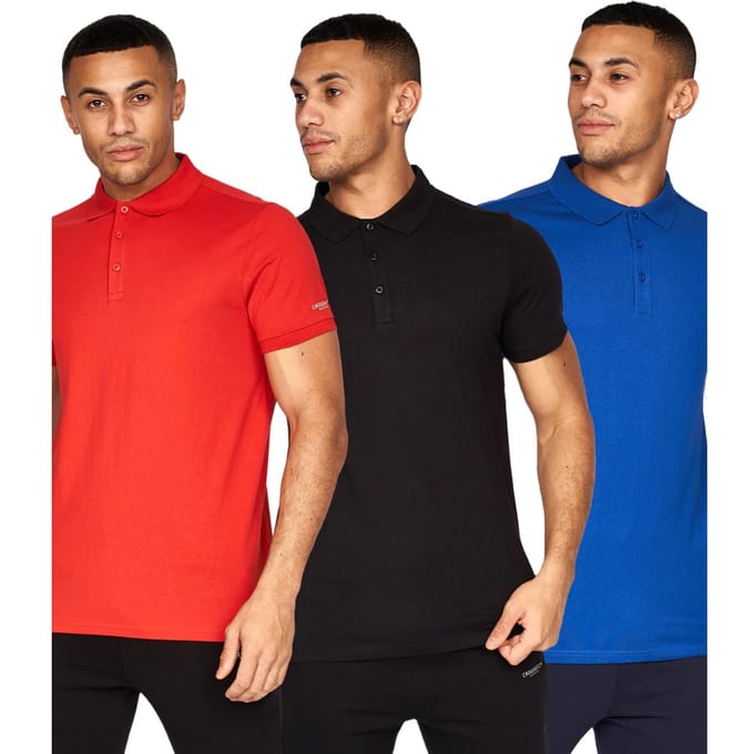 Crosshatch Heren Traymax Poloshirt (Doos van 3) (Zwart/Blauw/Rood)