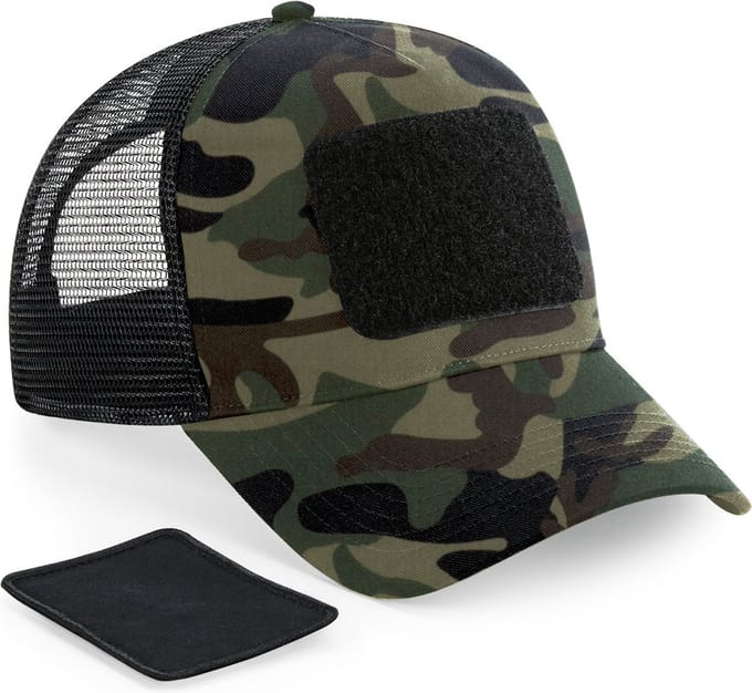 Beechfield Meshpet, verstelbaar aan de achterkant met afneembare patch. B641 - Jungle Camo - One size