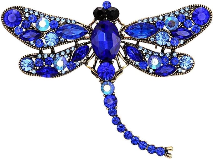 Fako Bijoux® - Broche - Libelle - XXL - 94x67mm - Blauw