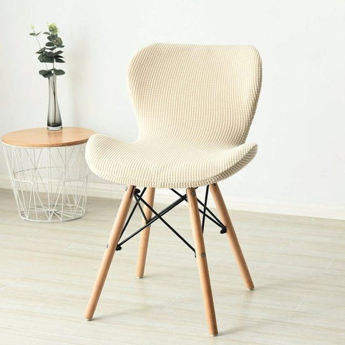 Gebogen stoelhoes Nordic Spandex barkruk eetkamerstoel hoes vlinder stretch wasbare accent stoelhoezen 1 Pc beige