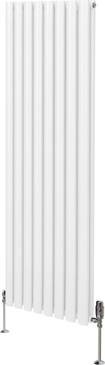 Ovale kolomradiator & trv set - wit - 1600x480mm - thermostatisch