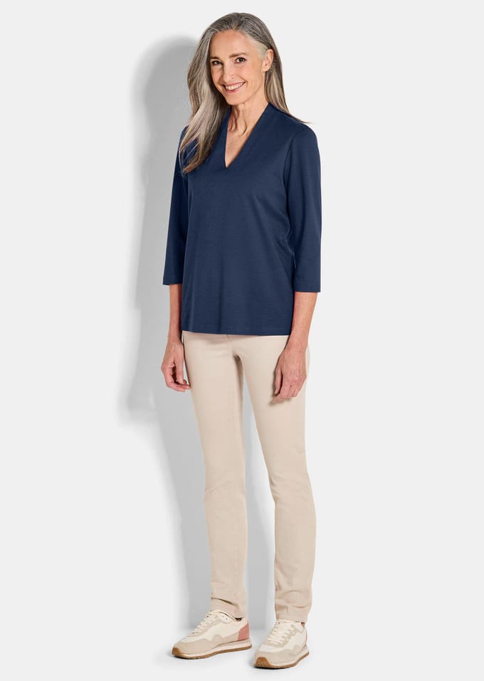 Basic shirt van interlock-jersey - marine - Gr. 38 van Goldner Fashion