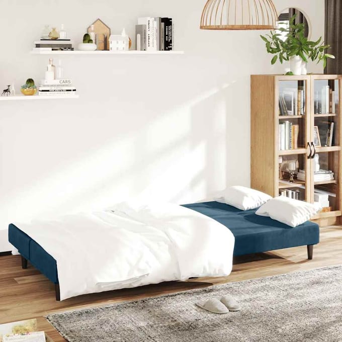 vidaXL - Slaapbank - 2-zits - fluweel - blauw