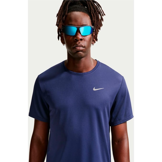 Nike Miler T-shirts Heren - Blauw - Maat M - Poly Jersey