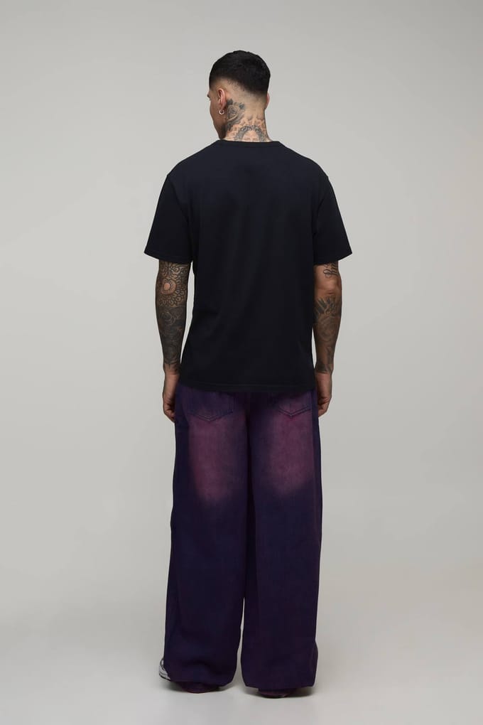 Lange Roze Getinte Baggy Distressed Jeans | Pink | Size 32