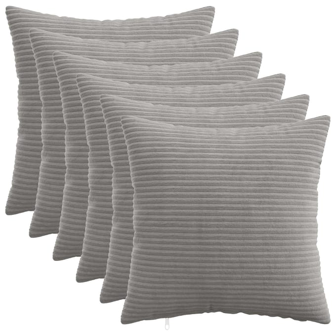vidaXL - Kussensloop - 6 - pcs - HEERLEN - Lichtgrijs - 30 - x - 30 - cm - corduroy