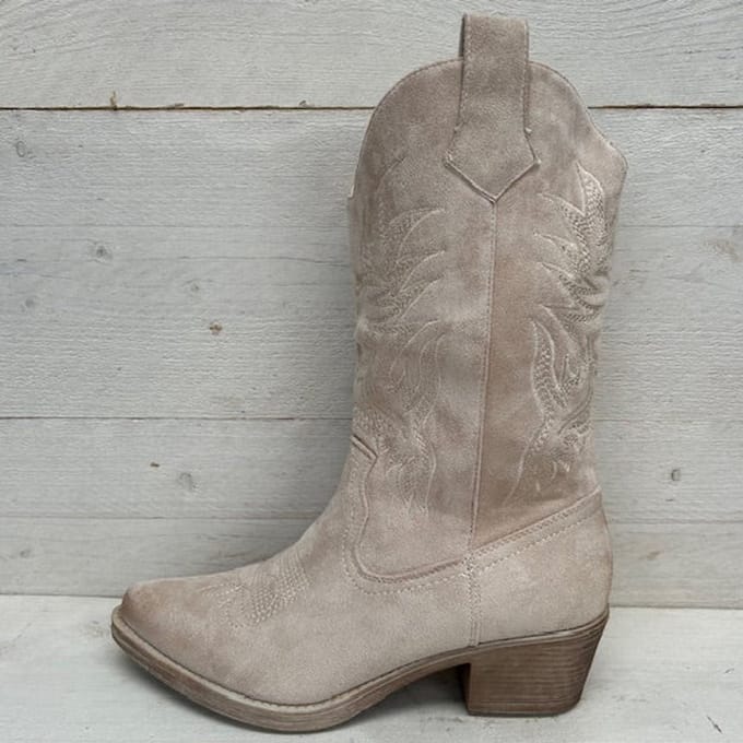 Suèdine cowboylaars met stiksel beige Beige / 36