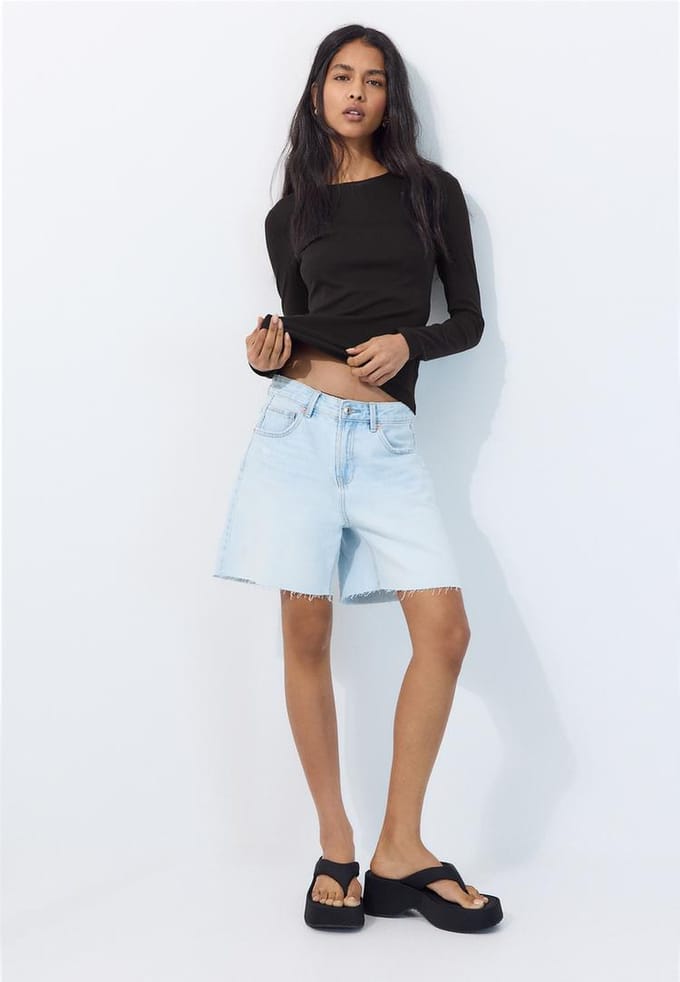 Stradivarius Basic T-shirt met lange mouw  Zwart XL
