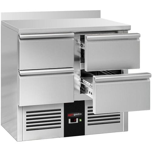 GGM Gastro Kühltisch PREMIUM - 900x700mm - 4 Schubladen - Aufkantung