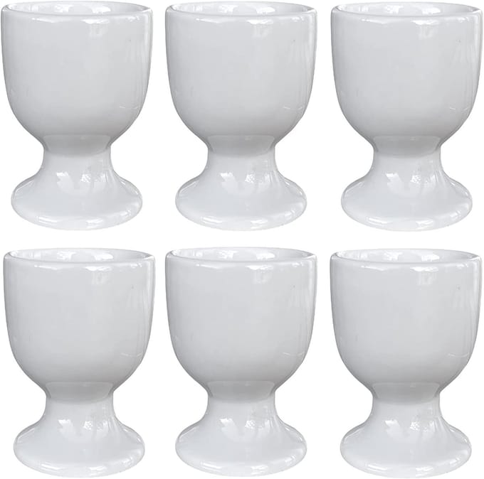 Set van 3 eierdopjes van porselein - ca. 6,5 x 5,5 cm (wit)