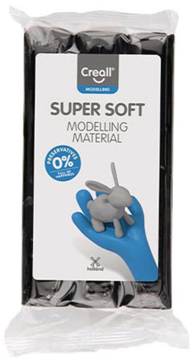 Creall - Supersoft Boetseerklei - Zwart - 500 Gram