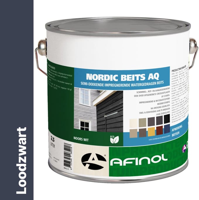 Afinol nordic beits AQ loodzwart - 2,5 liter