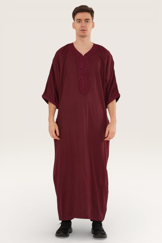 Heren rode Marokkaanse Thobe Jubba Robe Eid Djellaba Gandoura LFS - HM62
