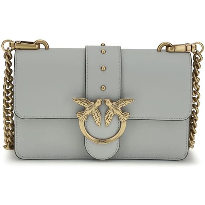 PINKO schoudertas Love One Mini ST. CL. Pearl Grey - Antique Gold blauwgrijs