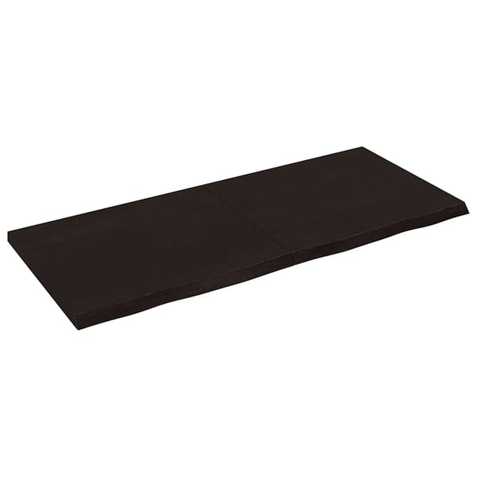 vidaXL - Wastafelblad - 140x60x(2-4) - cm - behandeld - massief - hout - donkerbruin