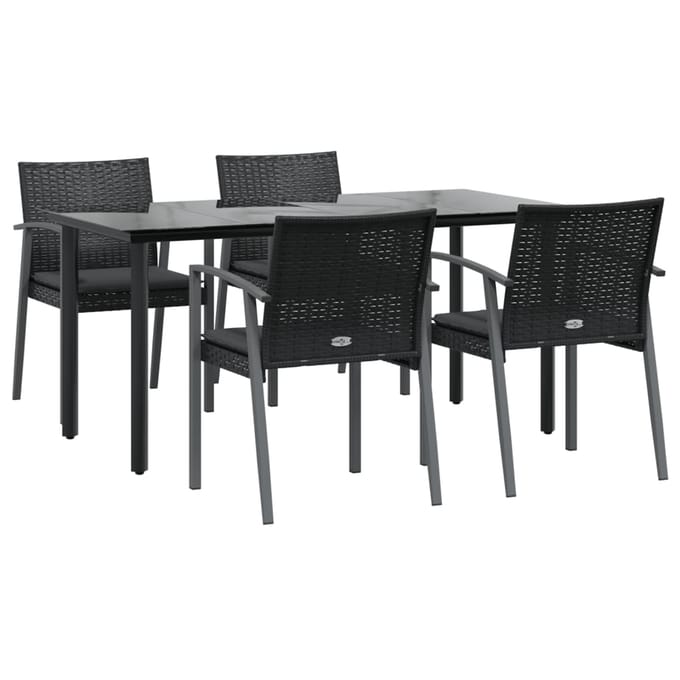 vidaXL - 5-delige - Tuinset - met - kussens - poly - rattan - en - staal