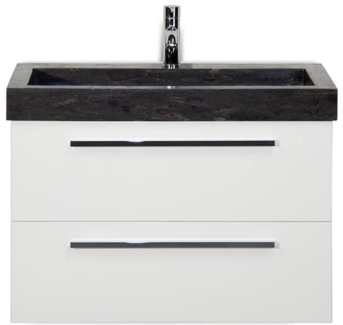 Seville Badmeubelset 80 cm - Wit Hoogglans - Wastafel Hardsteen Wit Lucca