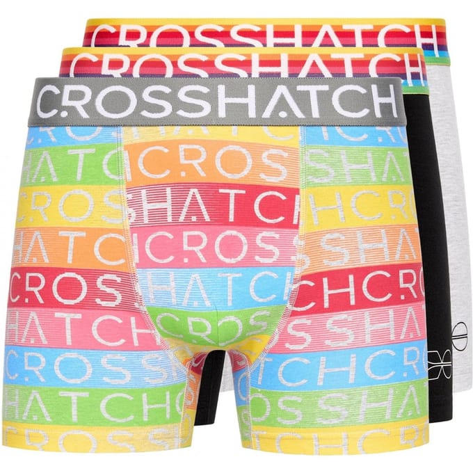 Crosshatch Heren Rainbow Mix Boxershorts (Set van 3) (Grijs)