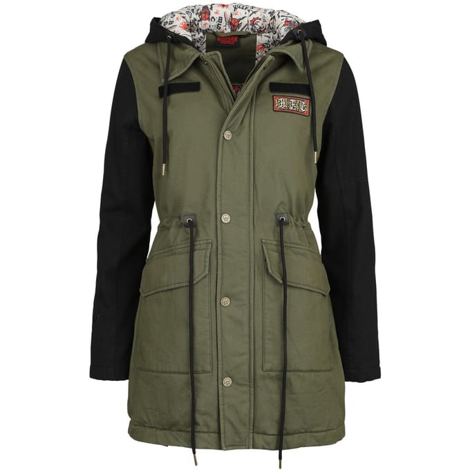 Stranger Things Parka - Hellfire Club - M - voor Vrouwen - groen-zwart