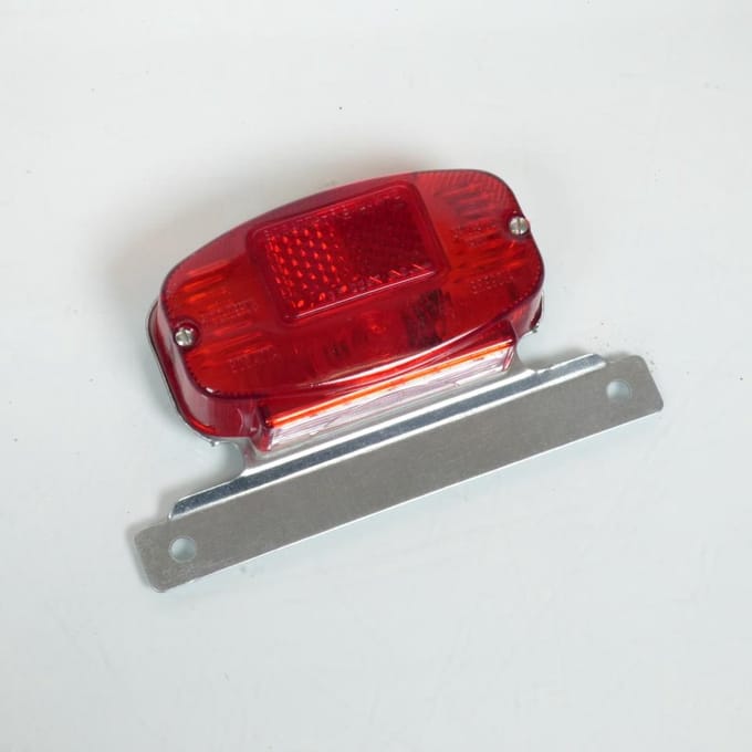 Feu arrière rouge avec support de plaque gris vintage ampoule navette pour moto