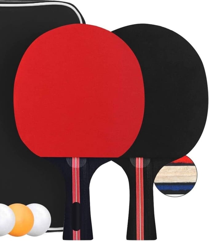Allecto Plus - Tafeltennis set met 2 batjes en 3 ballen in tas - Ping