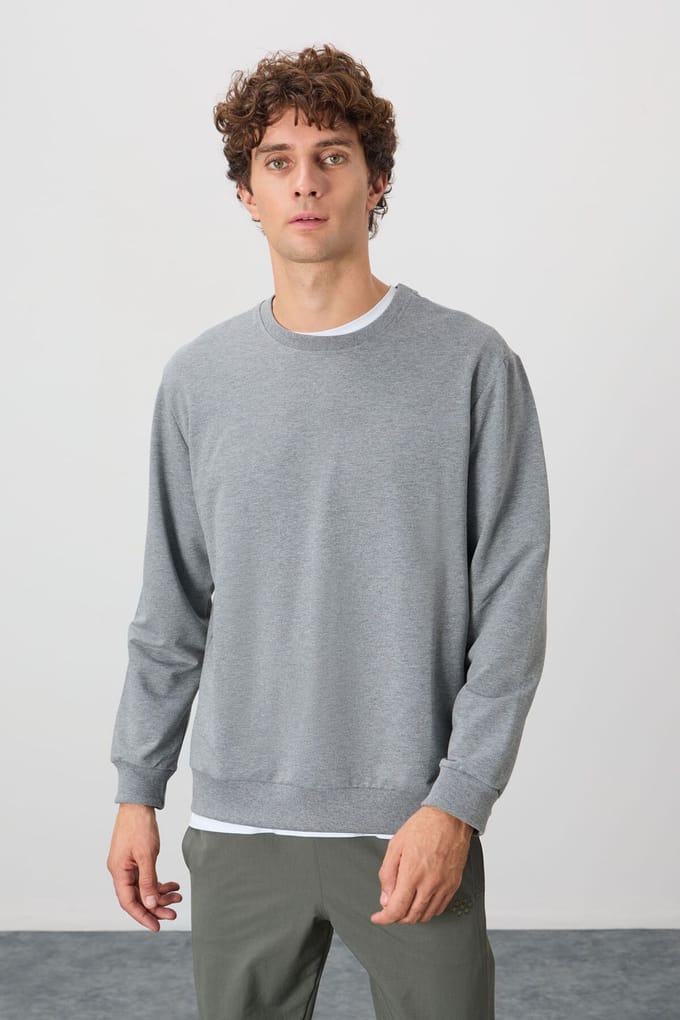 Heren Effen Rundhals Sweatshirt